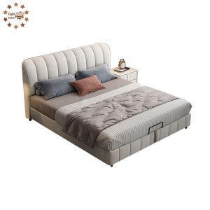 【SG⚡】Modern Minimalist Bedroom Bed Compact Tech Fabric Bed 1.5/1.8m Double Bed Luxury Cream-Tone King-Size Bed for Maste