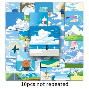 50PCS Outdoor Scenery Blue Sky And White Cloud Cartoon Graffiti Sticker Luggage Mug Laptop PVC Label Sticker