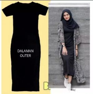 INNER (UK smlxlxxl) // SPAN DRESS // DRES SPAN TANGAN PENDEK // INNER MANSET // DRESS TANGAN PENDEK // MANSET GAMIS