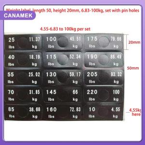 【CANAMEK】 Weight Stack Labels 4.5kg To 150kg Black Background White Number Weight Stickers For Fitness Equipment Gym Strength Training