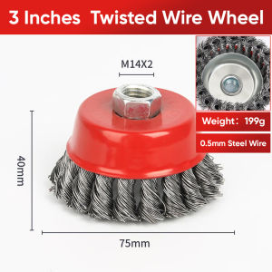 Mitsushi 4 Inches Wire Wheel Brush Twisted Knotted Wire Cup Brush for Angle Grinder Rust Removal Heavy Cleaning Rust Stripping and Abrasive