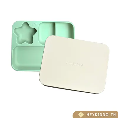 HeyKiddo: จานซิลิโคนดาว+ฝา(ใช้เป็นถาดรองอาหารได้) BLWจุอาหารได้เยอะ Platinum Silicone+BPA FREE (8m+)