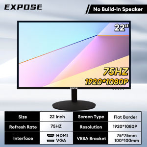 EXPOSE Flat Monitor for PC 19 22 24 27 Inch Computer 1080P 75Hz Gaming Monitor CCTV Laptop Monitor With HDMI VGA