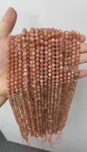 Natural Peach Moonstone  Faceted Round Beads 5.5mm-5.8mm