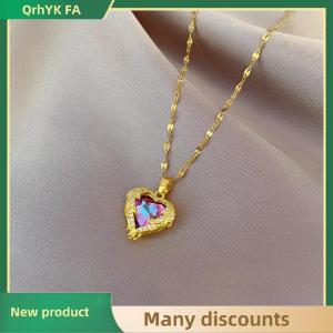 🔔🔔🔔QA Fashion Ocean Heart Necklace Heart Angel Wings Colorful Pendant Chain Necklace Wedding Jewelry Gifts For Women Girls