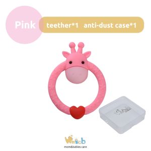 Hntob Baby Silicone Teether O Shape Giraffe With Anti-Dust Case BPA Free 3M+