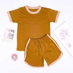 Set Ringer Tee Earth Tone Series / Setelan Anak Katun 0-5 Thn / Playset / Basic Tee Hotpants