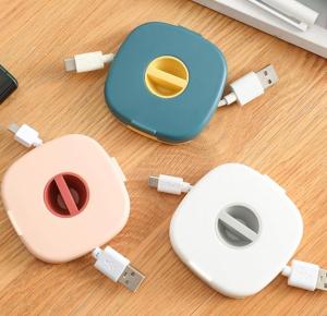 FLOVEME Multifunctional Data Cable Headphone Storage Box Cables Holder Rotatable Earphone Winder USB Cord Mobile Phone Data Cable Charger Wire Storage Box
