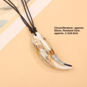 UNMEGONI Adjustable Necklace Ethnic style Resin Tribal Style Pendant Fashion Shark Tooth Necklace
