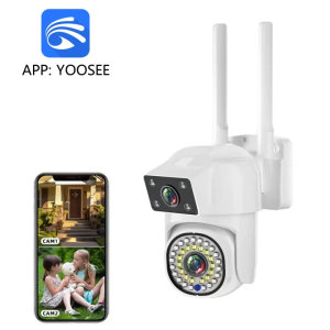 15MP Three Lens CCTV Camera YooSee ซูมได้ไกล10เท่า WiFi 4G Sim Card กล้องวงจรปิด360 Outdoor Waterproof มีไมค์มีลำโพง มีภาพสีตอนกลางคืน แจ้งเตือนผ่านแอป IP Securety Camera FNKvision