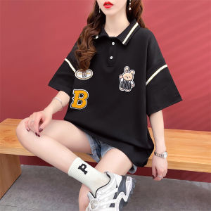 (A19) เสื้อแขนสั้นคอปก Oversize/Bigsize รอบอก 52-66 นิ้ว เสื้อโปโล ผ้าจูติไมโคร(ผ้าบาง) ปักหมีด้านหน้า กระดุมคอ ผ้าบาง ใส่สบาย พร้อมส่งในไทย