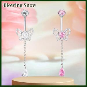 Blowing แฟชั่นเพทายท้องแหวนสแตนเลสเจาะสะดือหัวใจผีเสื้อเครื่องประดับร่างกายผู้หญิง