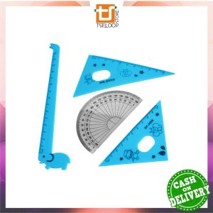 OFM-A66 Penggaris Plastik 15cm Set Isi 4 Alat Tulis Sekolah Kantor Karakter Motif Jerapah / Penggaris Matematika Pengaris Garisan Penggaris Set / Ruler Set