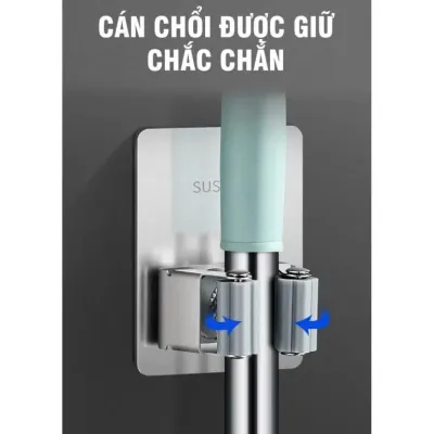 Móc Kẹp Treo Chổi Cây Lau Nhà Đa Năng Chịu Lực 5kg Đến 15kg Không Cần Khoan Có Keo Dán Kèm Theo