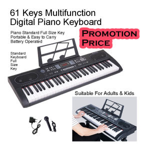 61 Keys Digital Piano Keyboard Electronic Piano Full Size Key Beginner Keyboard Multifunction Free Mini Microphone Free Book Stand Musical Keyboard Electronic Piano Battery Operated Portable Piano Light Weight Piano Suitable Kid Suitable Adult