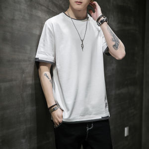 假两件短袖男纯棉T恤男夏季男士百搭潮牌2025新款体恤休闲短袖男