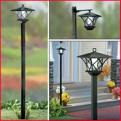 【HOT solar light】 Outdoor Post Lights Solar-powered LED Hanging Lamp Outside Street Light Garden Lawn and Pathway Light Vintage Floor Lamps