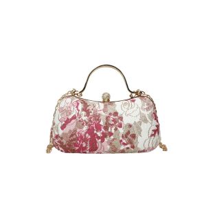 BIGCOUSIN สง่างามเรียบหรู กระเป๋าฉีเผา ดอกไม้ประดับดอกไม้ เรโทร กระเป๋าสะพายไหล่ปักลาย ของเก่าแบบโบราณ จุได้มาก กระเป๋า Crossbody ผู้หญิงผู้หญิงผู้หญิง