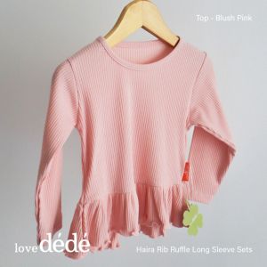 Lovedede - Haira - Rib Ruffle Long Sleeve Sets Baju Bayi Pakaian Anak Perempuan Pergi Jalan Lucu Cod Berkualitas