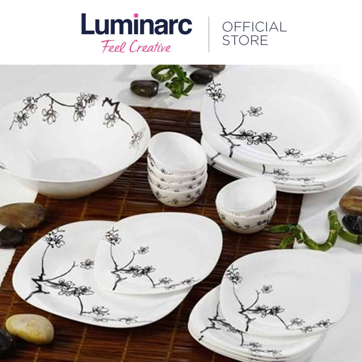 Luminarc G2992 Carine Ming Black 6pcs 19cm White Dessert Plate Set