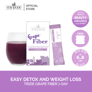 NEW TRIZIE Grape Fiber 7-day x 10g [Detox Fiber Drink for Weight Loss with Oil Palm Fiber Oat Fiber Psyllium Husk Fiber Alfalfa Broccoli Spirulina]