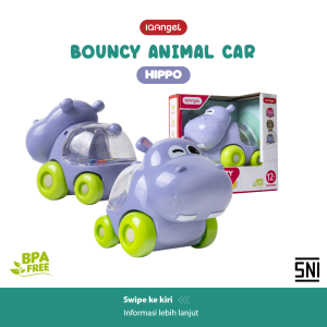 IQ Angel - Bouncy Animal Car Hippo / Mobil Mobilan Mainan Edukasi Motorik Anak Bayi Karakter Kudanil