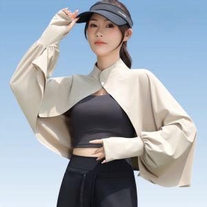 NOBLELUX Long Sleeve Summer Arm Sleeves Ice Silk Sun Protection Sunshade Cloak Fashion Breathable Crop Top Fishing