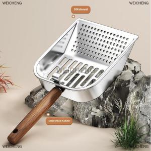 [COD] WEICHENG Thép không gỉ mèo xả rác Scoop dài bằng gỗ xử lý chất thải vật nuôi Xẻng công cụ làm sạch dài xử lý rỗng xẻng mèo Nguồn cung cấp
