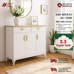 Rak Sepatu Kayu MDF Minimalis | Rak Sepatu Aesthetic Serbaguna | Kuat & Hemat Tempat SC 2268