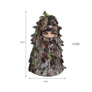 3D Camouflage Leafy Hat Full Face Disguise Ghillie Headwear for Woodland