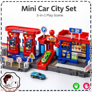 Rail Car Toys Sliding Car Toy Car Wash Restaurant Car Gas Station Model Playing House Toy