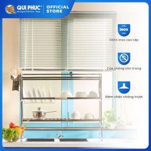 Tủ Kệ Inox Đa Năng Jumbo - Chính Hãng Qui Phúc - Inox Không Gỉ Sét Có Ngăn Xếp Chén Dĩa Nhà Bếp