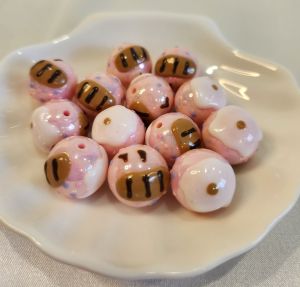 (SG Seller) 25mm New Hand-Painted Acrylic Squarish Bead DIY Loose Bead Bracelet Mobile Phone Jewelry Accessories