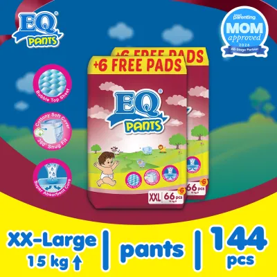 EQ Pants Mega Pack XXL (15kg up) - 66 pcs x 2 packs(132 pcs) - Diaper Pants