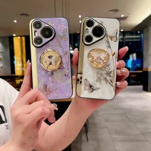 Suitable for Huawei P70P70 Pro P70 Pro+ P70 Ultra Acrylic butterfly flower stand phone case all inclusive anti drop and shockproof protective case hot selling new back cover shell