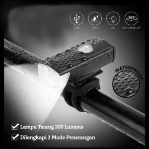 [READY STOCK] Lampu Depan Sepeda Cree Led 300lm Rechargeable
