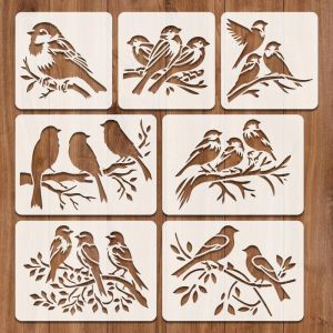 DIVATEN 7/9 Pack Birds Flowers Painting Stencils Butterfly PET Spray Paint Stencils  Reusable DIY Art Templates DIY Craft