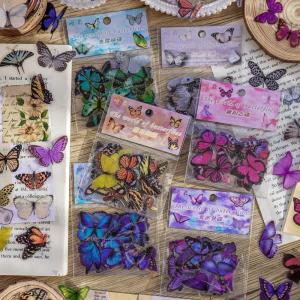 HBESTY 40Pcs/Bag Colorful Butterfly Stickers PET Transparent Decorative Epoxy Resin Fillings for DIY Epoxy Resin Crafts Book Decor
