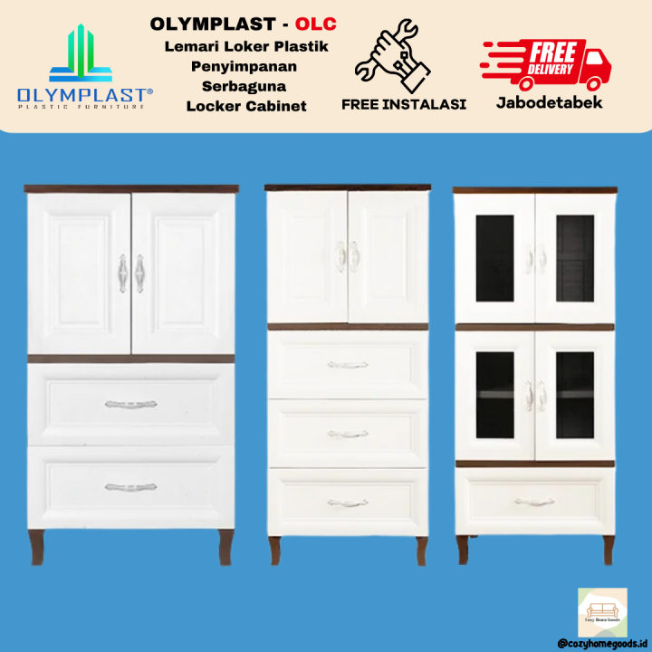 Olymplast OLC Lemari Pakaian Kabinet Baju Laci Dan Kaca 