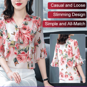 Womens floral chiffon shirt