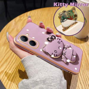 Casing Ponsel untuk Realme C33 C55 N55 C35 C31 C30 C30s Q5i C3 C2 C2s Narzo 50a Prime 50i Prime OPPO A1K Case Kitty Softcase silikon pelindung lensa penuh Casing ponsel pelapis mewah HP dudukan lipat Kesing