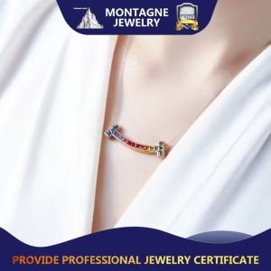 Montagne Jewelry 18k Pure Gold Pendant 44.5×9.5mm Elegant Rainbow Design Fine Jewellery Natural 3.6ct Gem Pendant Necklace