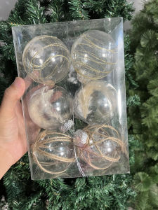 NUVOX 6pcs/set Christmas Ball 2.36 inch Shatterproof Durable and Beautiful Xmas Decor Transparent For Christmas Tree Decorations