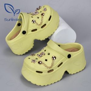 รองเท้าส้นตึก หัวโต แฟชั่นสไตล์เกาหลี รองเท้าพื้นหนาเสริมส้น สูง 7 CM + แถมฟรีตัวติด สินค้าพร้อมส่งจากไทย E-8899