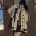 [Airibuwei] Women's New Loose Student Knitted Cardigan Japanese Long Sleeve Cardigan. 