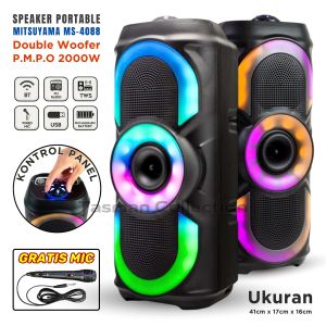 Speaker Bluetooth Full Bass Karaoke LED RGB MITSUYAMA MS-4088 GRATIS MICROPHONE Karaoke Salon Bluetooth Full Bass Subwoofer Speaker Aktif / spiker blutut murah full bass besar | TASMAN COLLECTION