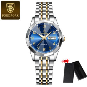 [Có hộp đồng hồ] Đồng hồ nữ thời trang thương hiệu hàng đầu Poedagar Đồng hồ đeo tay nữ doanh nhân sang trọng chống nước dạ quang tuần Đồng hồ Quartz Dây đeo bằng thép không gỉ Đồng hồ nữ chất lượng cao 3078g + Hộp đồng hồ