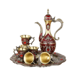 SKJK Metal Turkish Tea Set Luxury Multifunctional Teapot Kit Home Decoration European Style Coffee Pot Set Home