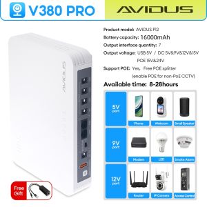 Avidus V380 PRO Ultra Mini Portable UPS Power Supply with Multi-Protection for CCTV WiFi Routers and Modems - 5V/9V/12V