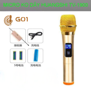Micro karaoke không dây cầm tay TV-1900 mic hát karaoke bắt sóng xa chuyên dùng cho amply